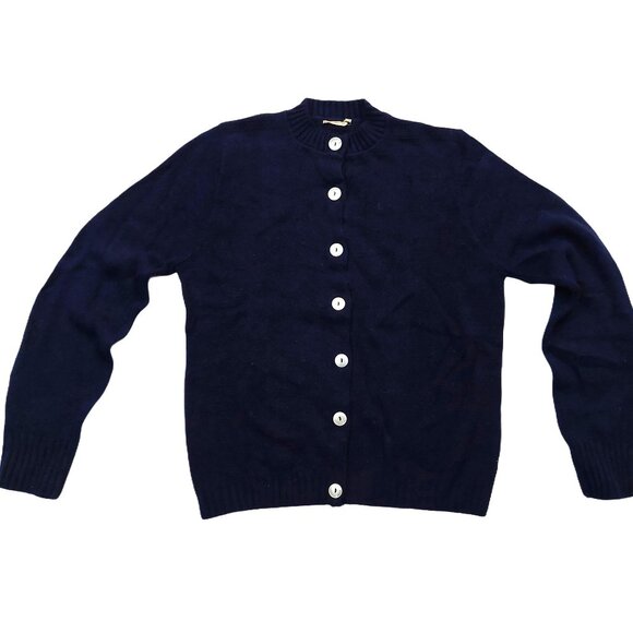 Vintage 1940s-1950s Dark Blue/Black Long Sleeve Cardigan Knit Winter Sweater - Picture 1 of 7